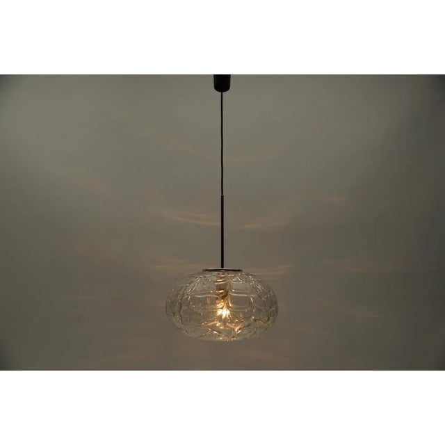 Large oval murano clear glass ball pendant lamp by doria, 1960s germany dimensions diameter: 14.96 in. (38 cm) height:...