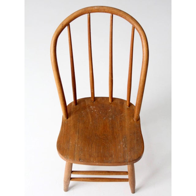 Wood Antique Windsor Style Bow Back Dining Chair For Sale - Image 7 of 14