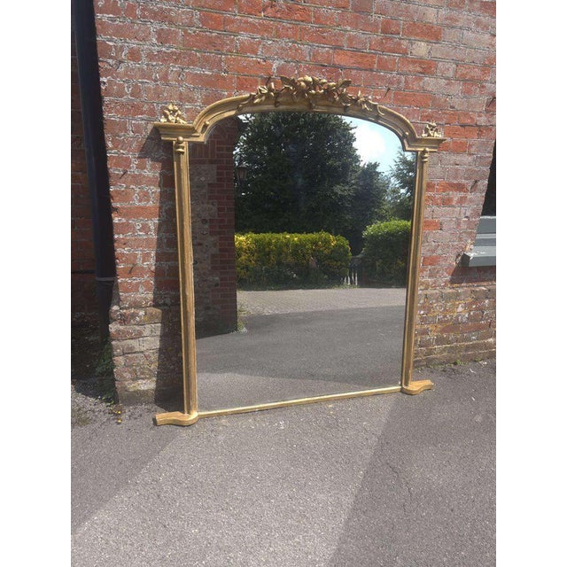 Large Antique English Gilt Overmantle Mirror For Sale - Image 5 of 6