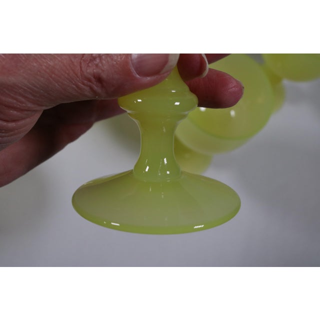 1930s Rare French Yellow Opaline Wine Glasses Attributed to Portieux Vallerysthal - Set of 7 For Sale - Image 10 of 12