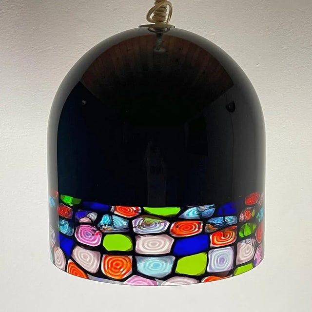 Black Vintage Murano Pendant Lamp Tint by Renato Toso and Note Massari for Leucos, Italy, 1970s For Sale - Image 8 of 13