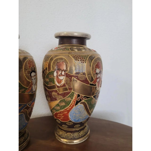 Japanese Satsuma Vases, Set of 2 For Sale - Image 3 of 10