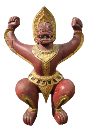 Painted Wooden Statue from an Indian Temple, Early 20th Century