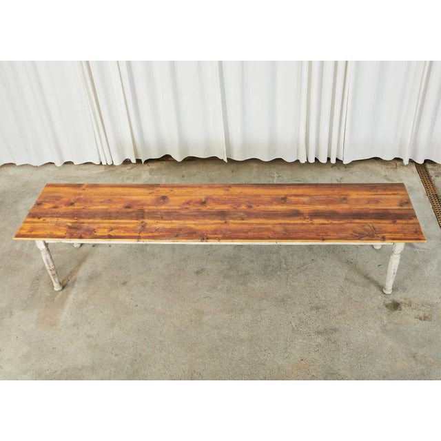 Country American Painted Pine Farmhouse Dining Table For Sale In Sacramento - Image 6 of 13