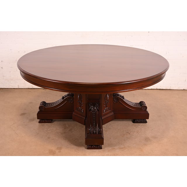 R. J. Horner Style Antique Victorian Carved Mahogany Pedestal Dining Table, Newly Refinished For Sale - Image 12 of 12