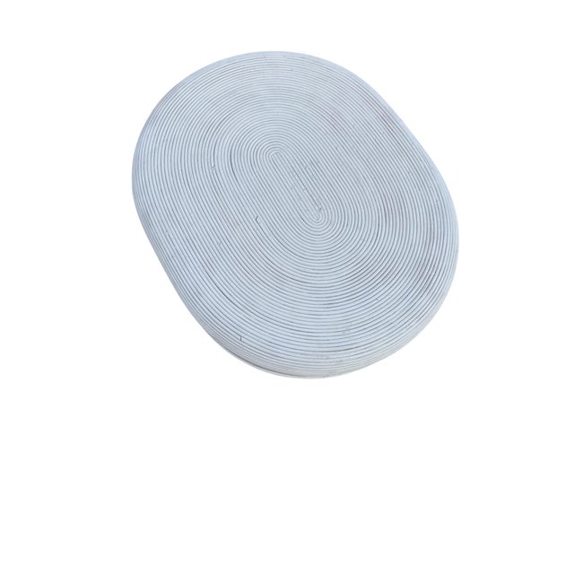 Vintage White Split Reed Side Table For Sale - Image 4 of 6