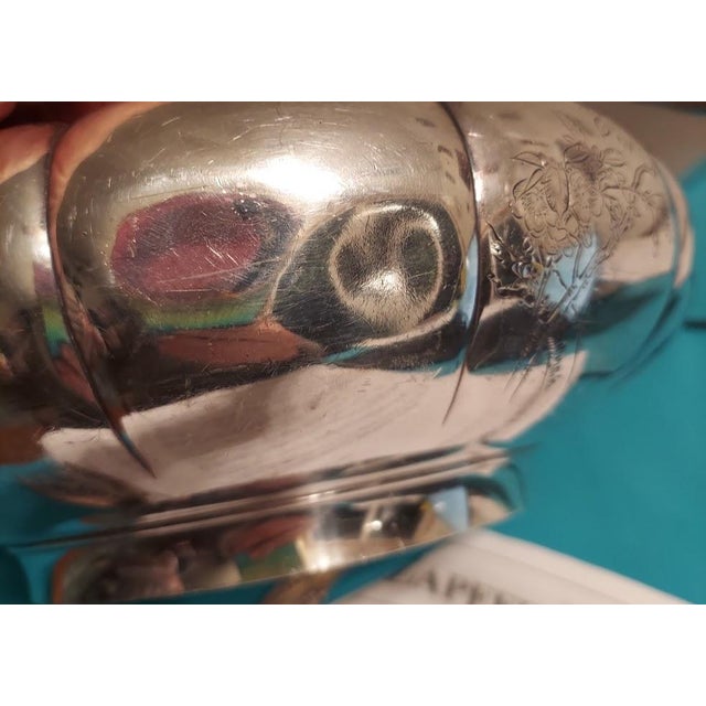 Early 20th Century Japanese Musahiya Silver Centerpiece Bowl, Floral Engraving For Sale - Image 4 of 7