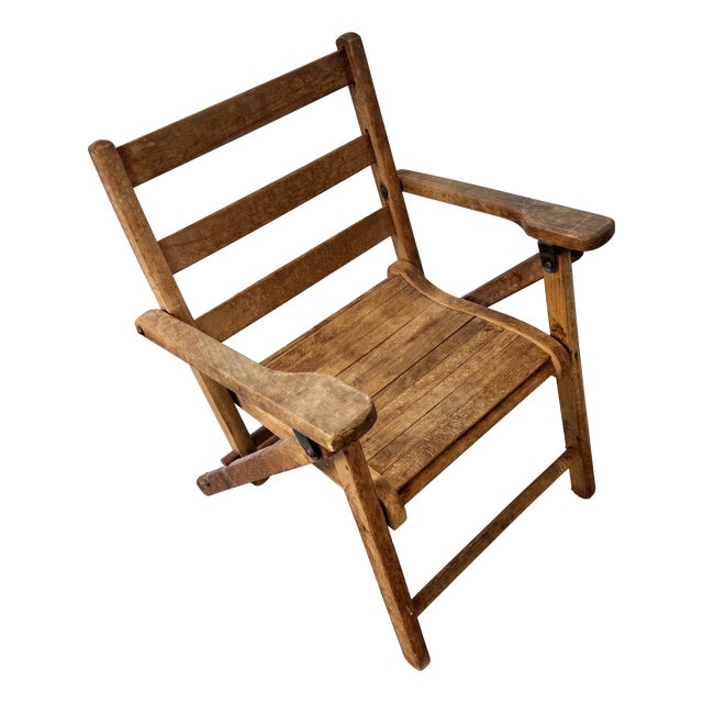 Mid-Century Wooden Foldable Children's Chair, 1950s For Sale