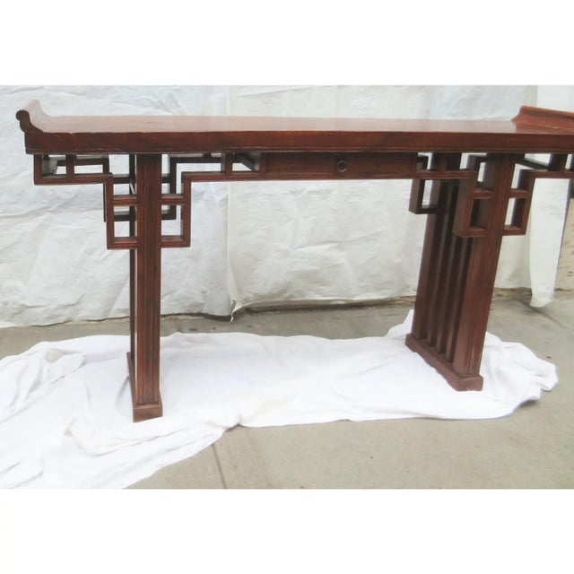 Chestnut Chinese Elm Wood Altar Table Circa 1900 For Sale - Image 8 of 11