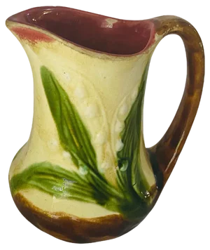 Majolica Pitcher in Brown Yellow and Green Colors by George Jones, France, 1900s