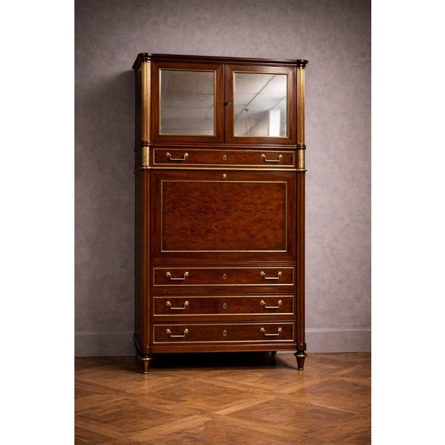 Louis XVI Parisian Guillotine Secretaire in Mahogany and Gilt Brass For Sale - Image 5 of 7