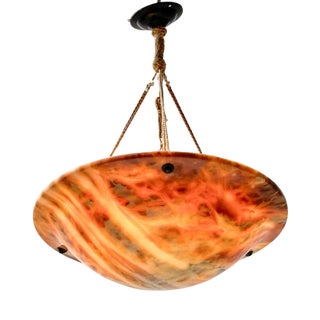 Art Nouveau Alabaster Pendant Light, 1900s For Sale