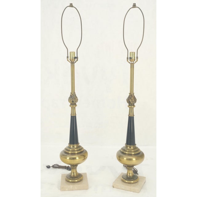 Pair of Mid Century Modern Brass Vase Shape Table Lamps Stiffel MINT! For Sale - Image 10 of 14