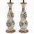 Pair tall antique Louis Philippe French opaline glass table lamps. Decorated with hand Ppainted flowers and gilding on a...