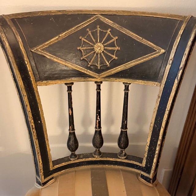 19th Century Pair Italian Neo Classical Painted Side Chairs For Sale - Image 5 of 10