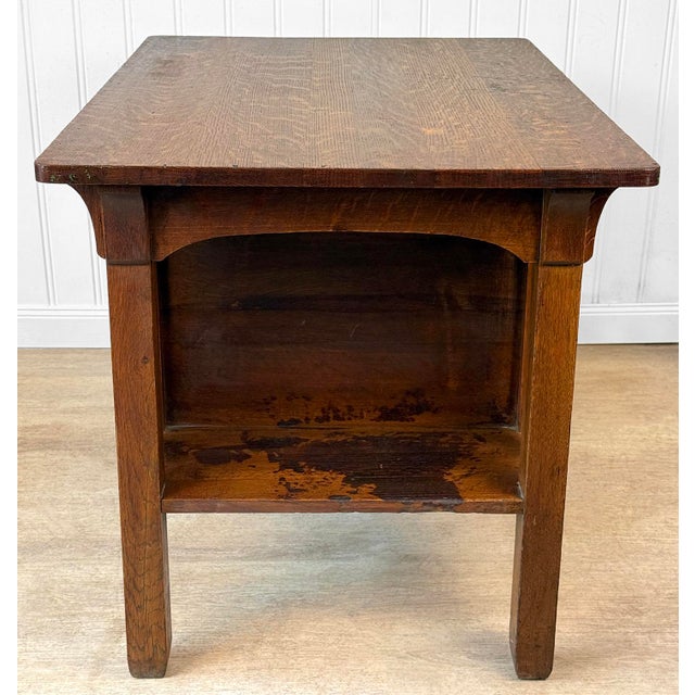 Antique Arts & Crafts Quartersawn Oak Partners Library Desk For Sale - Image 11 of 14
