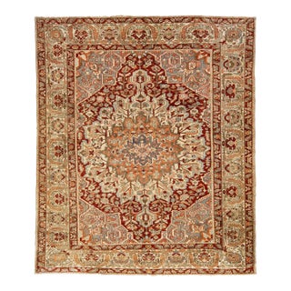 1920s Persian Bakhtiari Wool Rug Handknotted With a Multicolor Rosette Motif For Sale