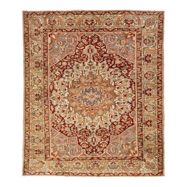1920s Persian Bakhtiari Wool Rug Handknotted With a Multicolor Rosette Motif For Sale