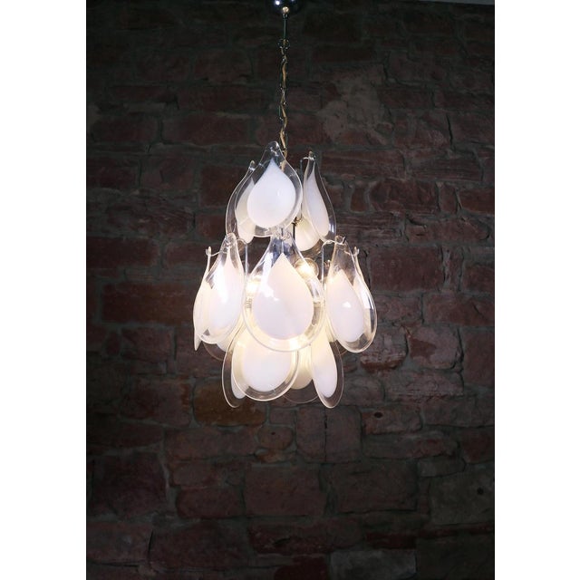 Pendant Lamp in Murano Glass Petals & Chrome from Venini, Italy, 1960s For Sale - Image 3 of 9