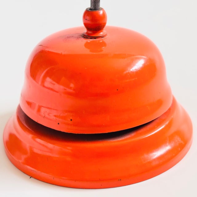 Mid 20th Century MCM Orange Enameled Desk Bell For Sale - Image 5 of 7