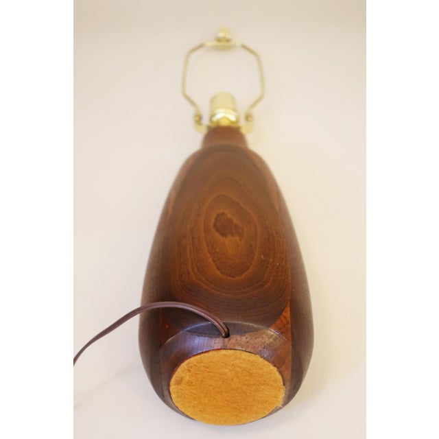 1960s Danish Mid Century Modern Turned Staved Walnut Bottle Table Lamp 1960's Unused Nos New-Old-Stock Gunnar Bostlund For Sale In Los Angeles - Image 6 of 7