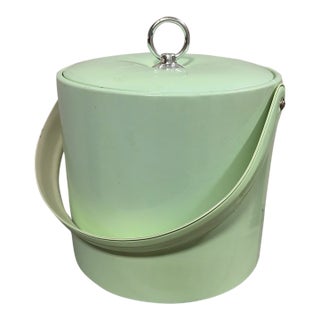 Vintage Mid-Century Modern George’s Briard Mint Green Vinyl Ice Bucket For Sale