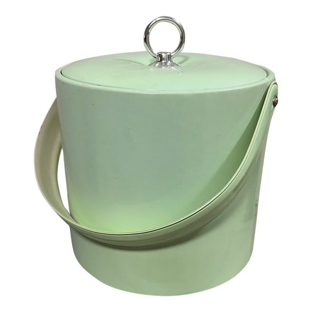Vintage Mid-Century Modern George’s Briard Mint Green Vinyl Ice Bucket For Sale