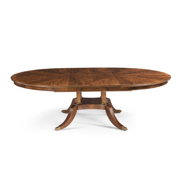 American 72-Inch Mahogany Pedestal Table With Self-Storing Leaf Opens to a 72 X 100 Inch Oval, an Ap Exclusive by AntiquePurveyor. For Sale - Image 3 of 18