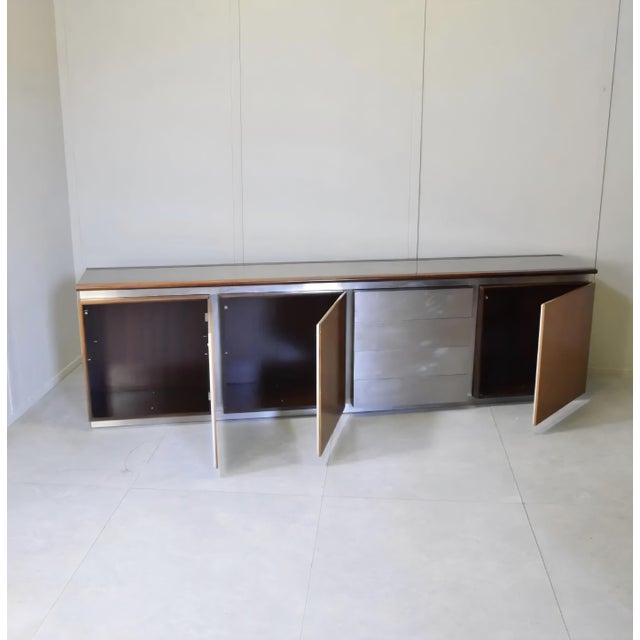 Parioli Model Sideboard in Wood and Chromed Metal by Giotto Stoppino for Acerbis, 1977, in Very Good conditions. Designed...