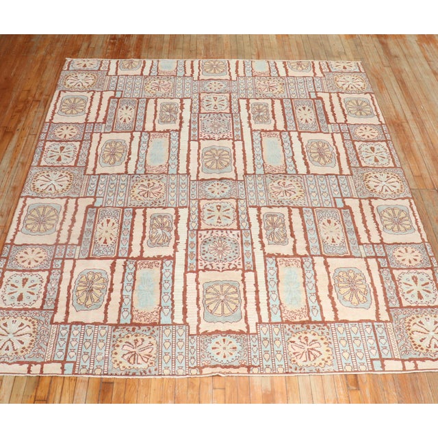 Ivory Zabihi Collection North African European Influenced Deco Carpet For Sale - Image 8 of 12