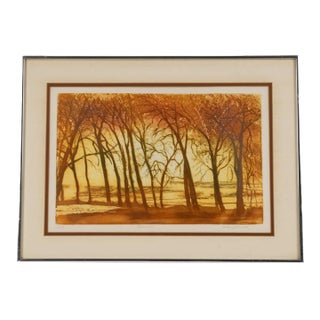 Framed Print Signed Joan Purcell Intaglio "Sunrise" 26/50 For Sale