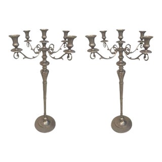 Metal Standing Candlestick Holders / Candelabra - a Pair For Sale