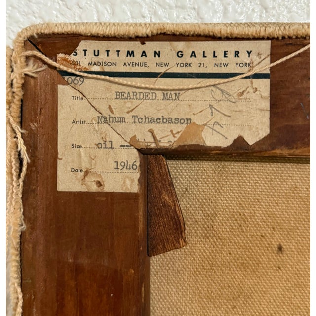 Abstract Nahum Tschacbasov, Rare 1946 WWII Judaica Abstract Oil Painting Nahum Tschacbasov WPA Artist Rabbi, 1946 For Sale - Image 3 of 12