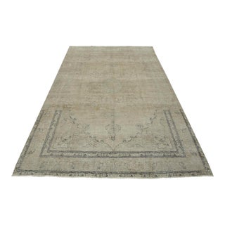 Tabriz Rug 9’4” X 12’5” Beige Wool Vintage Distressed Hand-Knotted Carpet For Sale