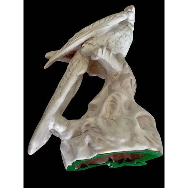 Ceramic 1970s Vintage White Handcrafted Italian Ceramic Tropical Palm Beach Parrot Figure For Sale - Image 7 of 13