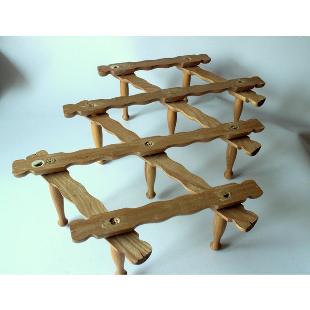 1970s Extendable Wooden Wall Mounted Coat Rack With 10 Hooks For Sale - Image 5 of 8