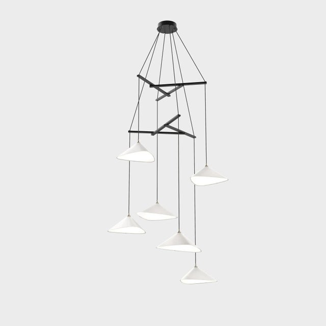 Wood Daniel Becker 'Emily Vertikal 6' Chandelier in Matte White/Oak for Moss Objects For Sale - Image 7 of 12