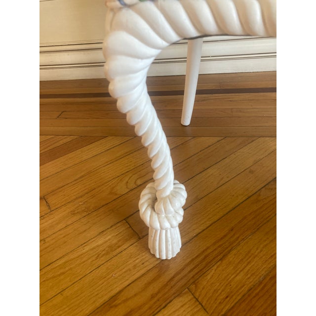 Hollywood Regency 1950’s Hollywood Regency Hand Carved Rope and Tassel Armchair For Sale - Image 3 of 14