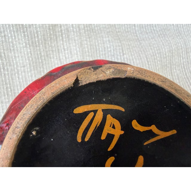 Vintage Red Black Planter Italy For Sale - Image 13 of 13