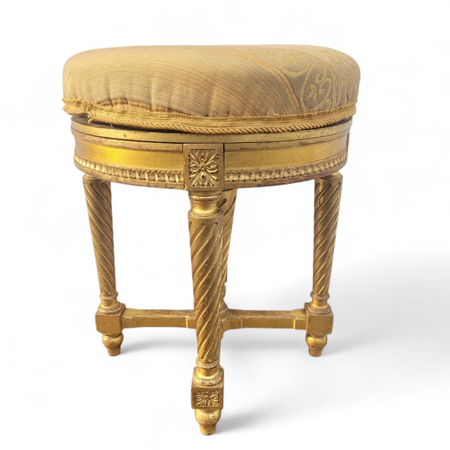 Swivel Piano Stool in Gilded Wood, 1800s For Sale - Image 14 of 15