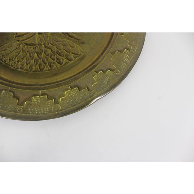 Vintage Brass Mayan Aztec Man Plate, Mexican Handmade Art Emblem For Sale - Image 4 of 8