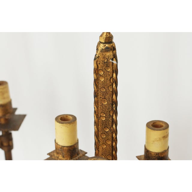 Mid-20th Century Golden Wrought Iron Tripod Table Lamps by Ferro Art, Set of 2 For Sale - Image 5 of 16