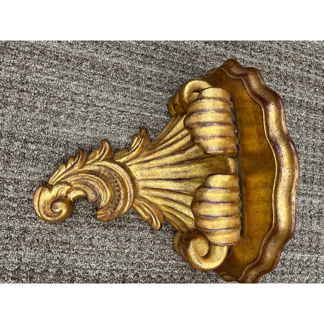 Italian Gilt Extra Large Wall Shelves, 1980’s, a Pair For Sale - Image 4 of 9