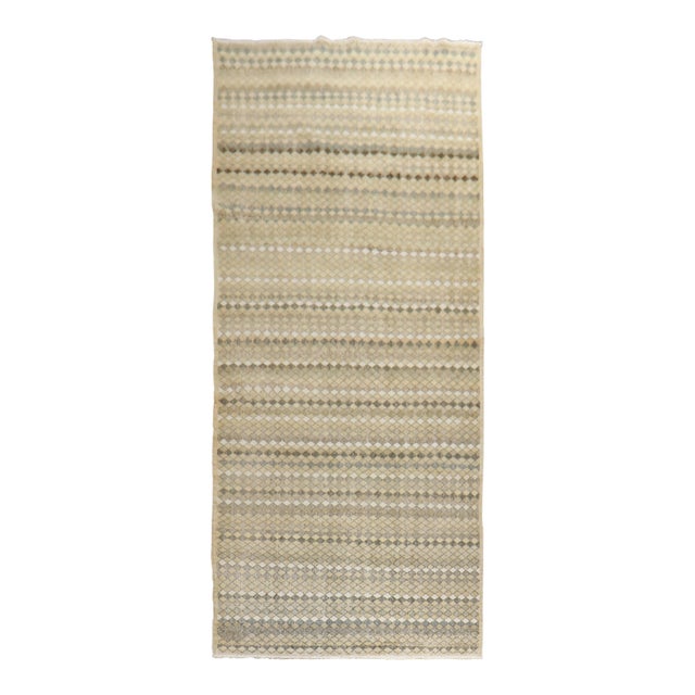 1960s Neutral Turkish Deco Runner - 4'5" x 11'4" For Sale