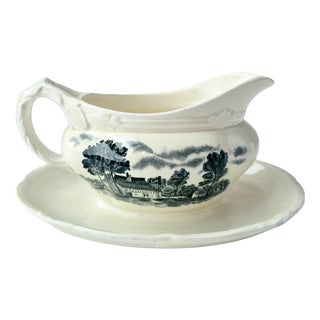 Vintage English Transferware Gravy Boat by Grindley, 1940s For Sale