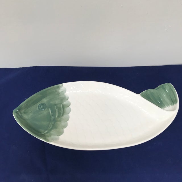 White and Green Ceramic Fish Serving Platter Chairish