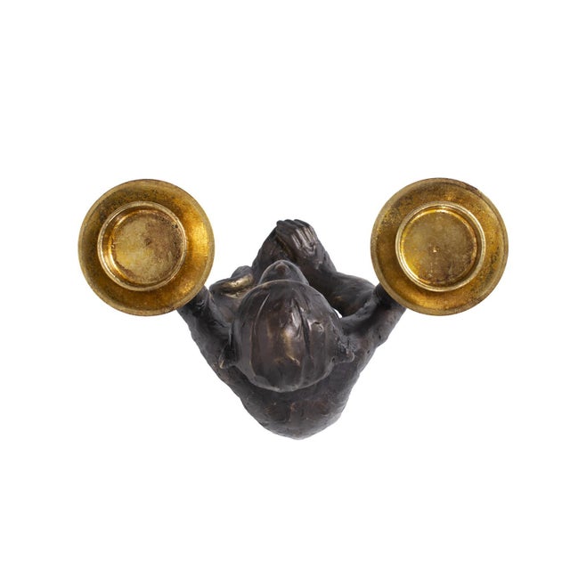 Black Barkari Monkey Double Tealight Candle Holder For Sale - Image 8 of 11