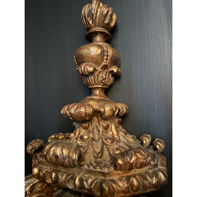 Wood Late 19th Century Large Gilded Wall Sconces - a Pair For Sale - Image 7 of 11