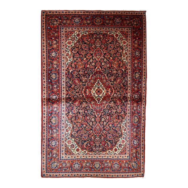 1910s, Handmade Antique Persian Kashan Rug 4.1' X 6.2' For Sale