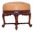 Round Ottoman with Carved Legs and Leather Upholstered Seat For Sale